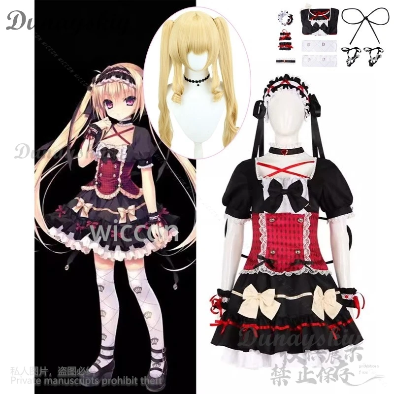 Anime Galgame NightoftheDead Cosplay Miya Costume Kawaii Lolita Loli Cos Sweet Dress Wigs Double Ponytail Accessories Halloween