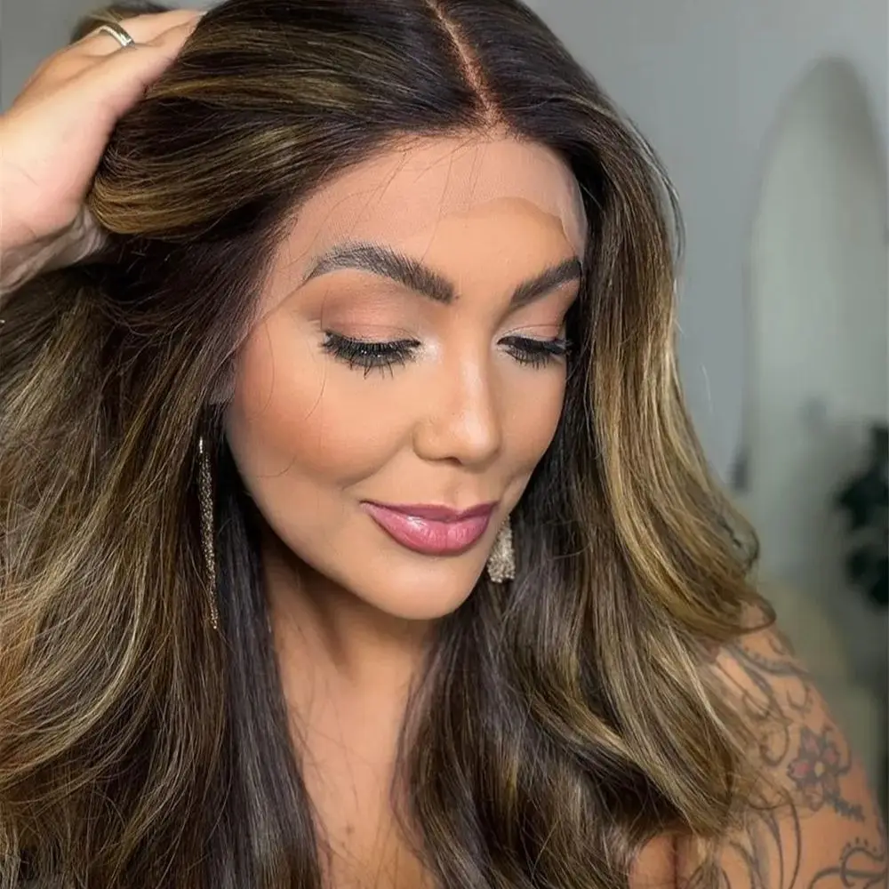 

Парик карнавальный 20 дюймов, длинный, волнистый, омбре, из смеси натуральных волос и синтетического волокна, с центральным пробором, блонд и коричневый, для повседневного использования