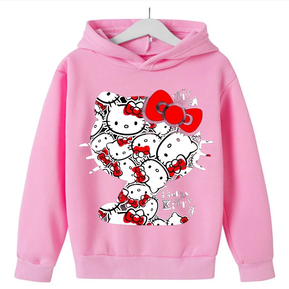 Boys Girls Hello Kitty Hoodies Long Sleeves Cartoon Sweatshirt Baby Children‘s Clothing Autumn Pullovers Women Kids Street Wear