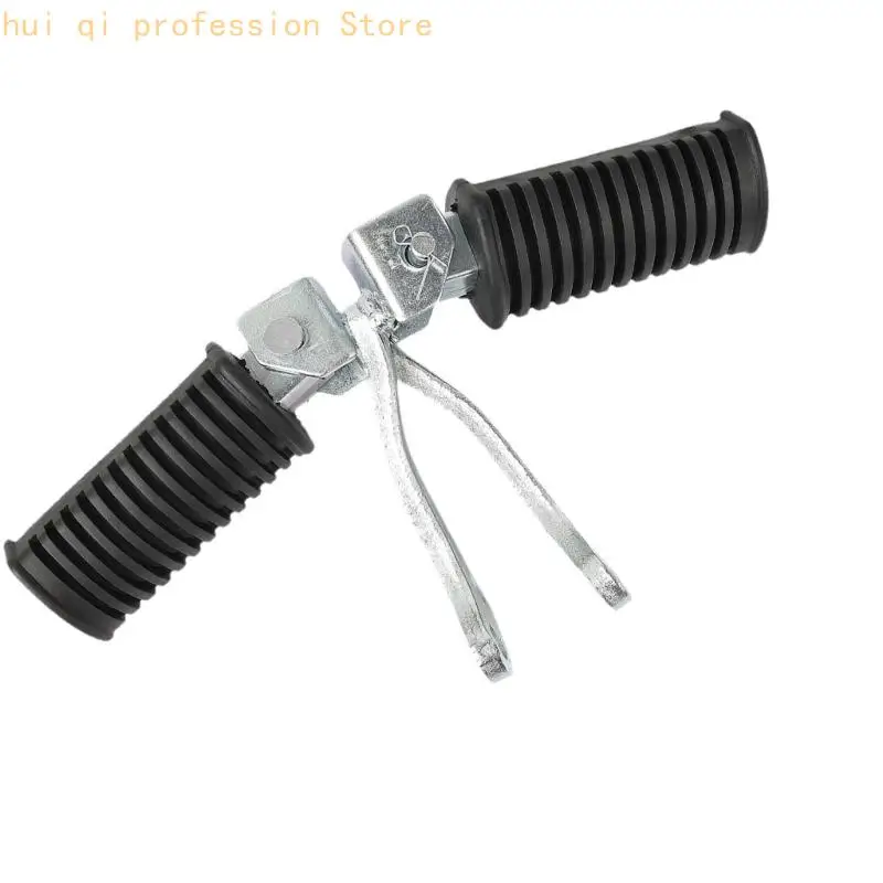 Motorrad-Wartungs-Fußrastenpaar, schwarze gerippte Gummipolster und Metallhalterungsbaugruppen für GN125-Ersatz vorne. – Detail 10
