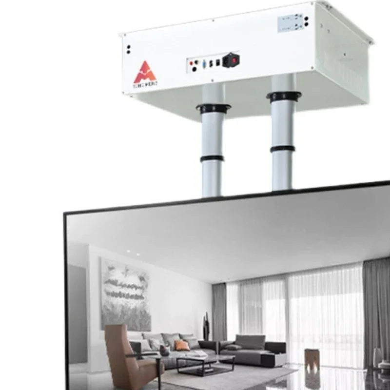 Double pole TV projector lifting bracket with remote control and large load-bearing capacity of 75 100 inches