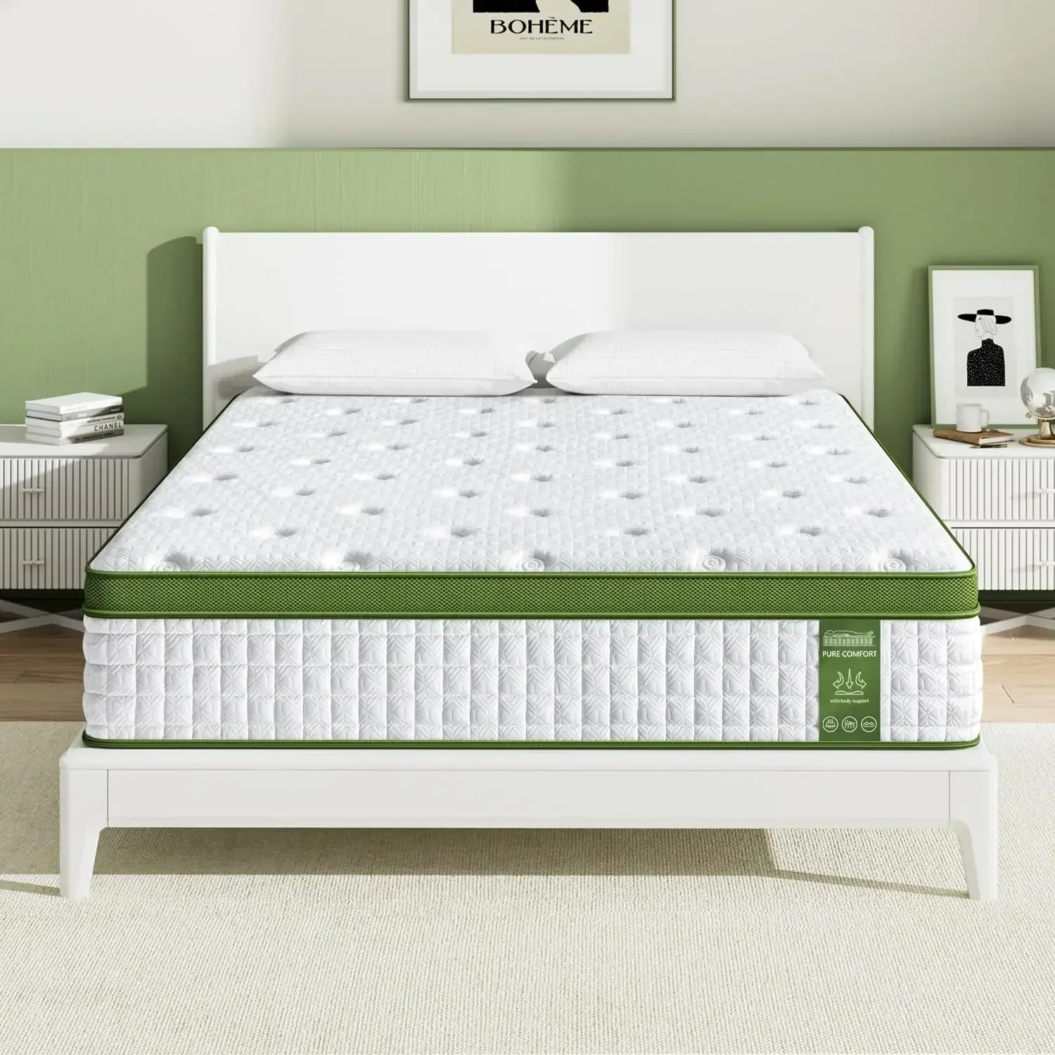 BedStory Queen Mattress, 12 Inch Hybrid Mattress Queen Size in a Box with Gel Memory Foam and Pocket Springs, Medium Firm Mattre