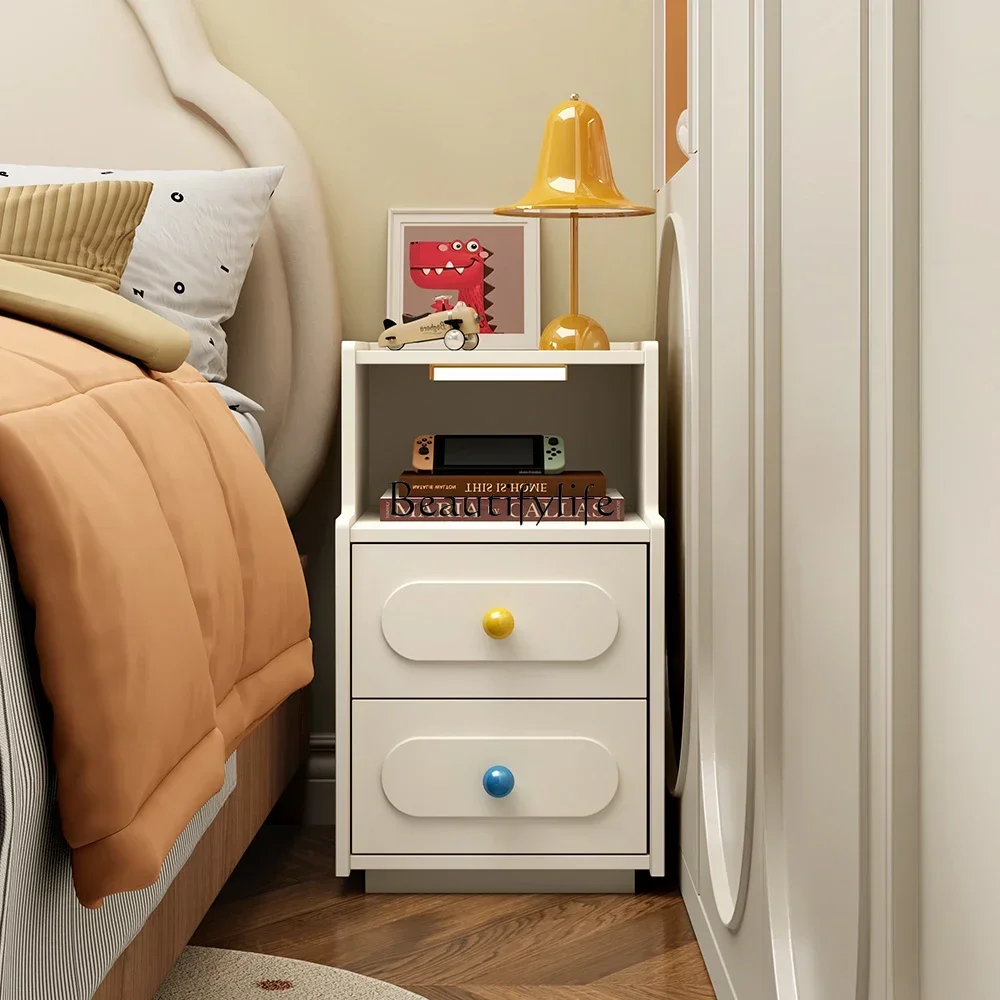 

Italian Minimalist Bedside Table Dopamine Sandwich Cabinet Simple Modern Bedside Storage with Light