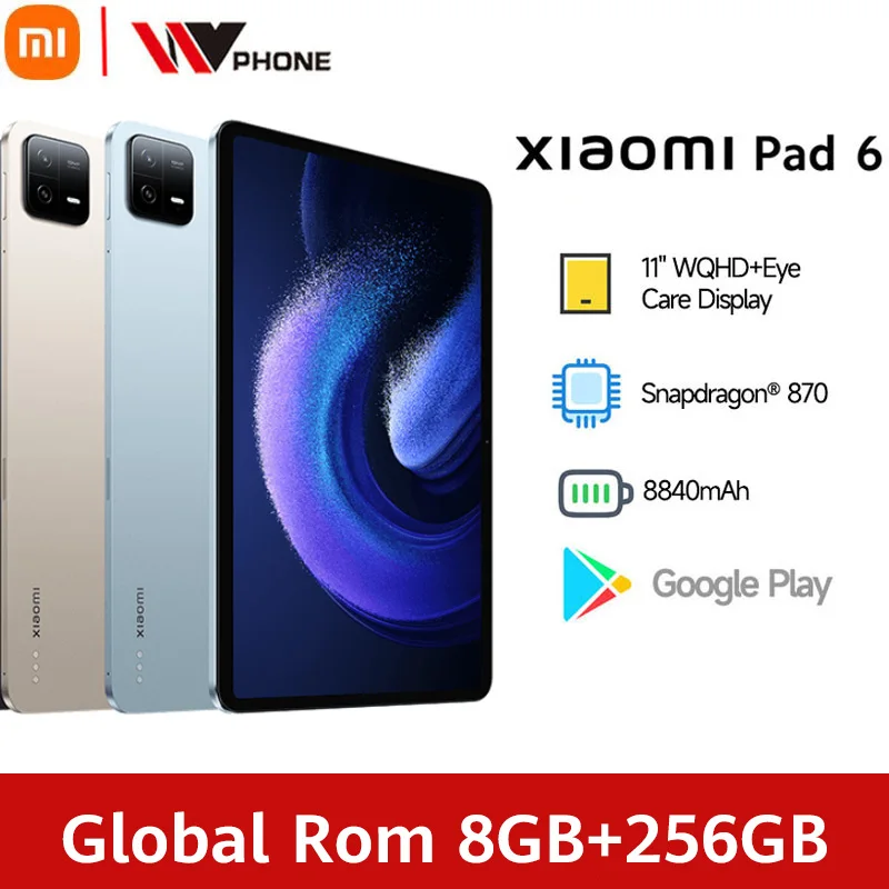 Rom global Xiaomi Pad 6 Snapdragon ®   870 Tablet 33W Carregamento rápido Câmera 13MP 8840mAh 144Hz 11" WQHD + Display para cuidados com os olhos