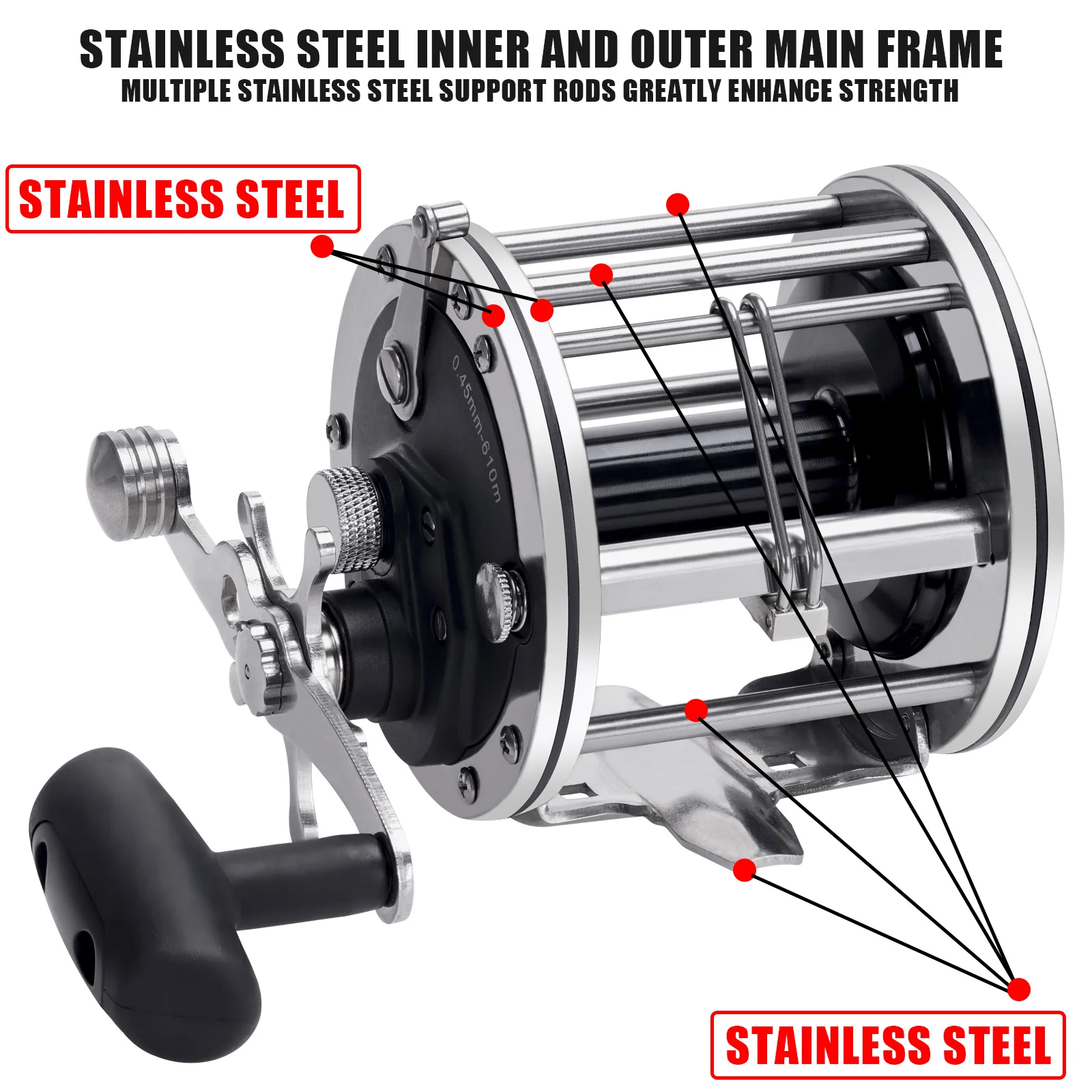 Imagem -06 - Trolling Slow Jigging Fishing Reel Lever Drag Convencional Pesca Ferramenta Tambor Roda Barco Água Salgada Profunda Catfish Kit