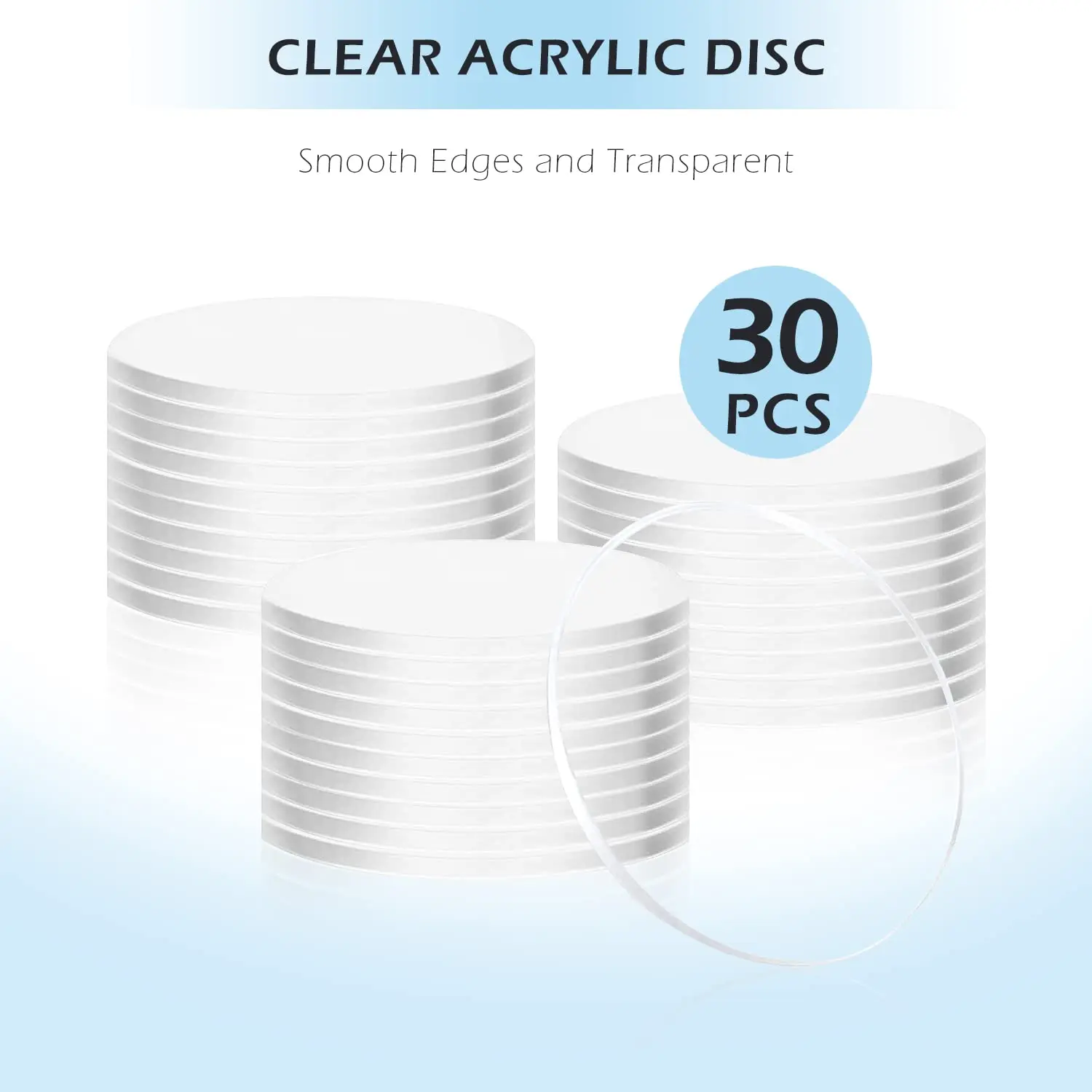 30 Pieces Clear Acrylic Discs Acrylic Circle Blanks Transparent Acrylic Circles in Bulk for Baby Milestone Discs, Acrylic