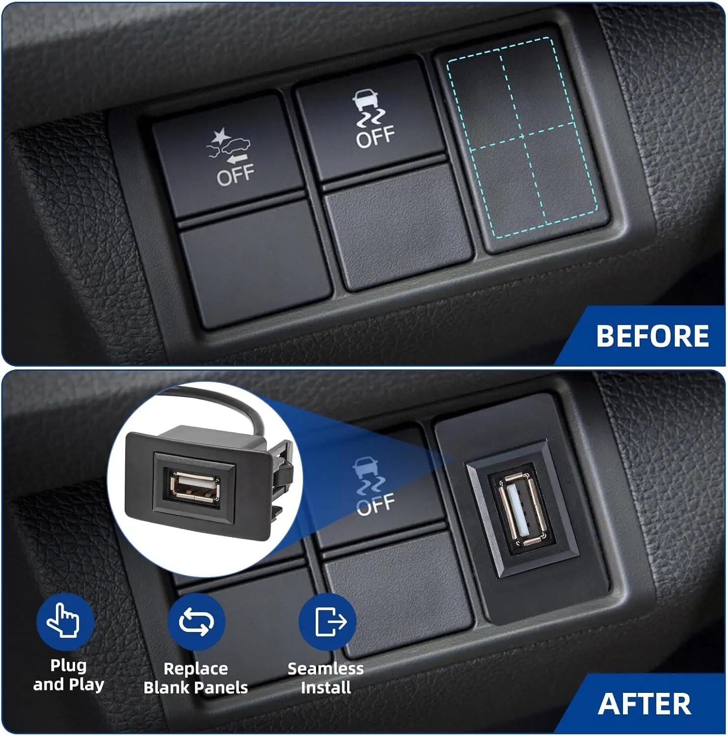 Car Dashboard Flush Mount USB Panel Extension Cable Adapter for Mitsubishi Lancer CEDIA for Winged God TRITON for Pajero