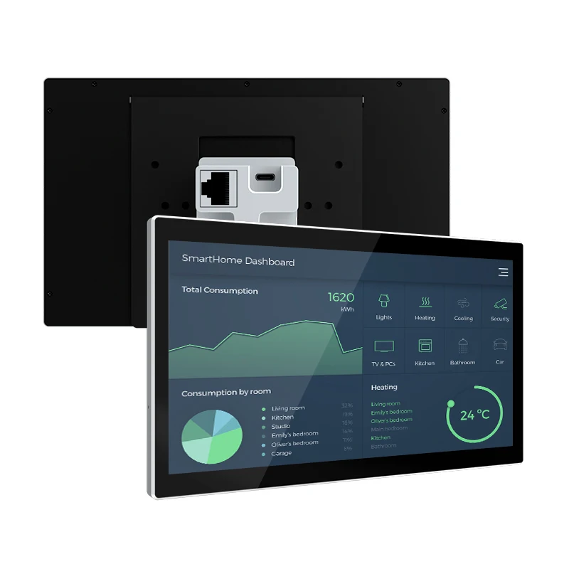 Smart Flush Mount 8 Inch Rk3566 Android 11 Os /Linux Debian 11 Os 800*1280 Resolution LCD Touch Screen HAVC Control Panel