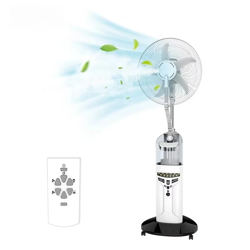 

16\" AC/DC 12V 4.5AH Rechargeable Floor Mounted Oscillating 3-Speed Mist Fan LED Night Light Household Use Battery Power Source