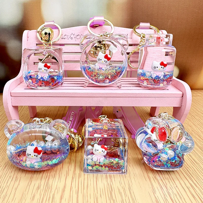 Miniso Sanrio لطيف KT القط مفتاح سلسلة خزان الغاز الإبداعية زوجين موضة حقيبة السيارة مفتاح سلسلة قلادة النساء