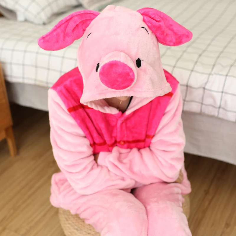 Adults Kids Piglet Onesie Soft Long Sleeves Pajamas Home Clothes Women Men Anime Cosplay Costumes For Christmas Halloween Party image 4