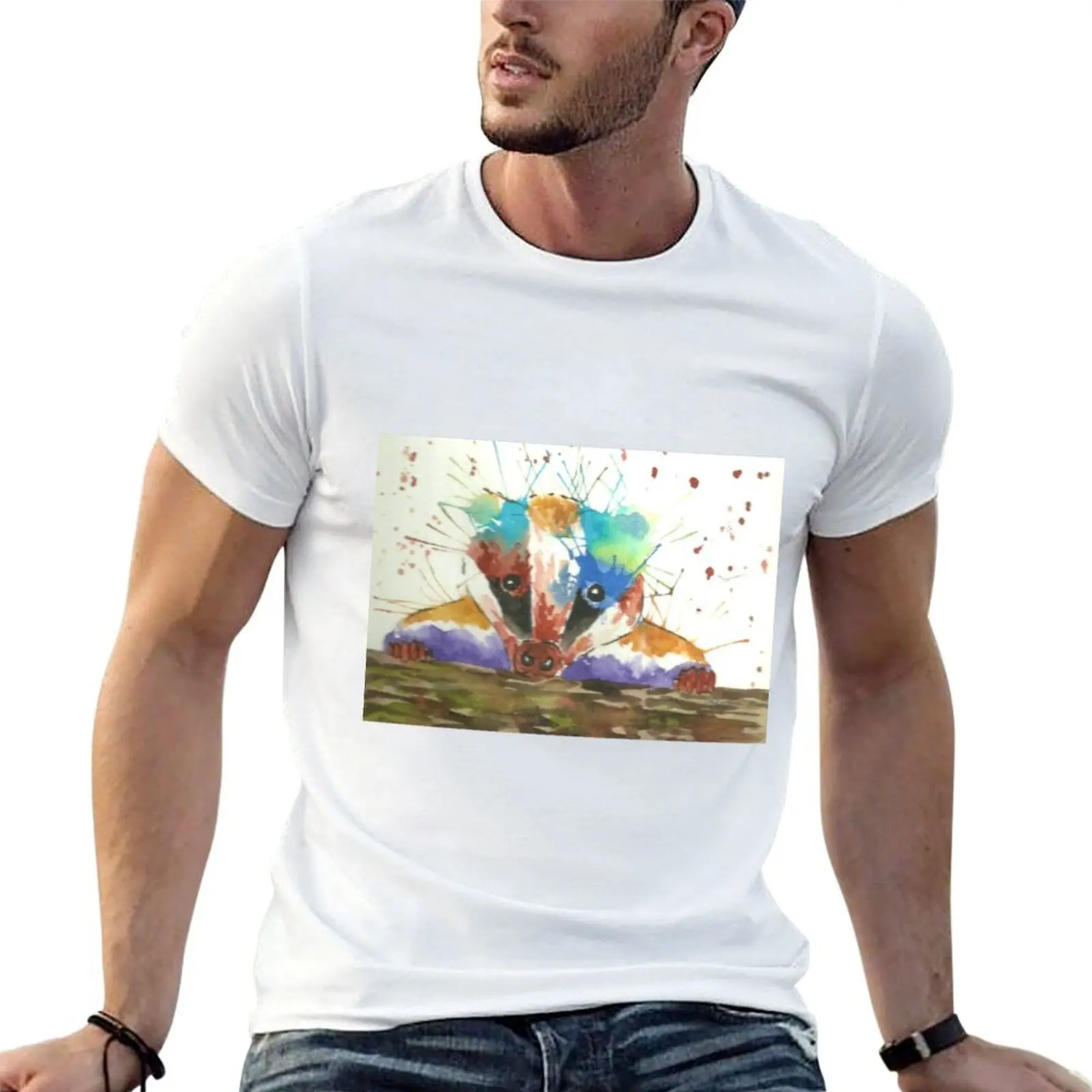 

`Colourful Little Badger posing T-Shirt man t shirts for men casual cotton t shirt man t shirts for man graphic tees T-shirt