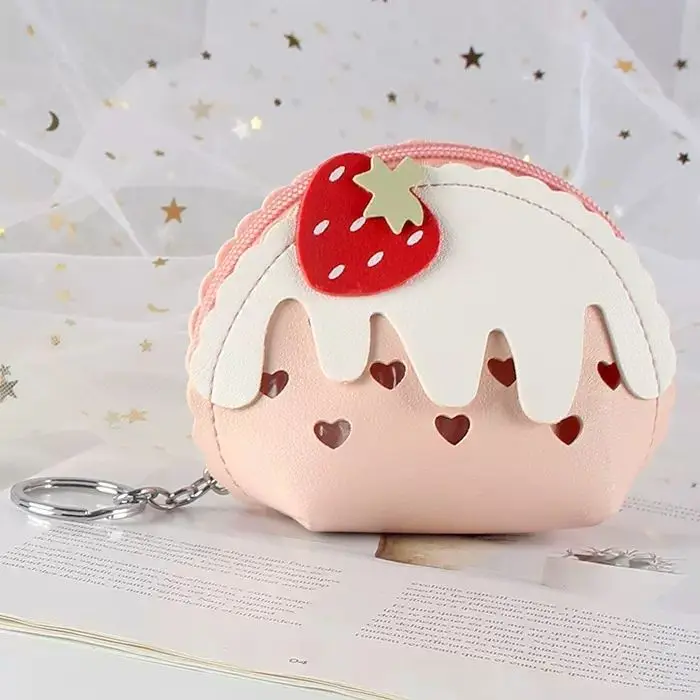 Cute Strawberry Cake Wallet Pen Bag Creative Key Storage Bag Cute Mini Earphone Bag Large Capacity Pencil Case Korean Stationery