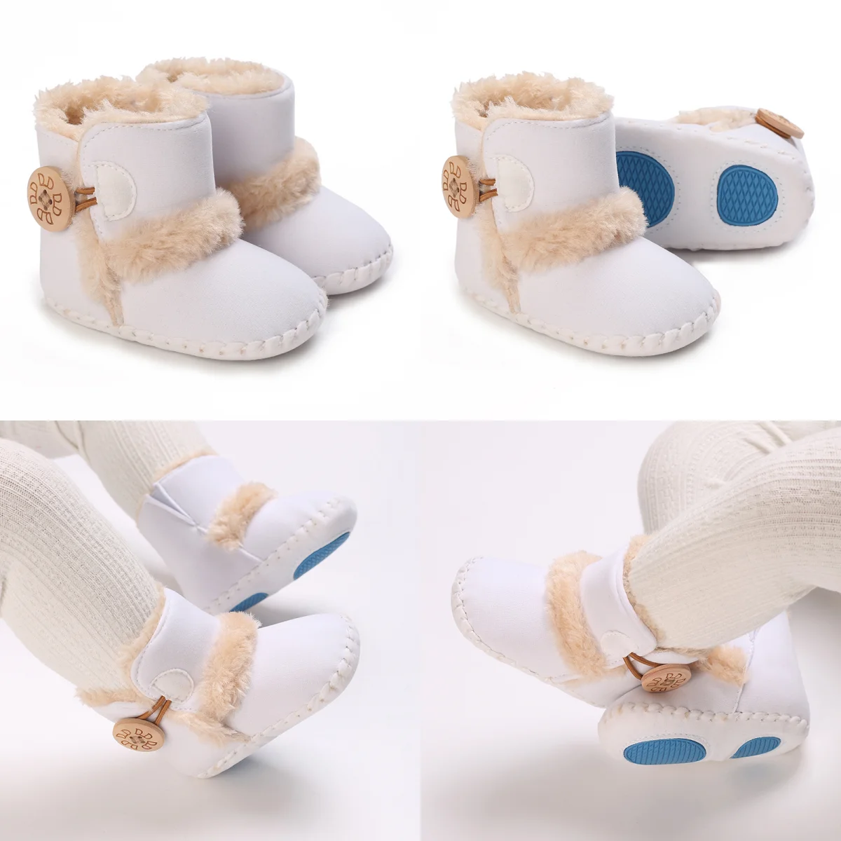 HAIZHIW Baby Autumn Winter Boots Baby Girl Boy Winter Warm Shoes Solid Fashion Toddler Fuzzy Balls First Walkers Kid Shoes 0-18M