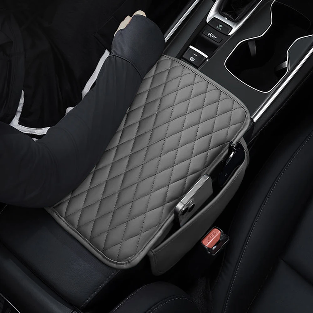 Elbow Support Storage Box Leather Foam Height Pad Storage Bag Increased Support Center Console Protector Cover with Side Pocket