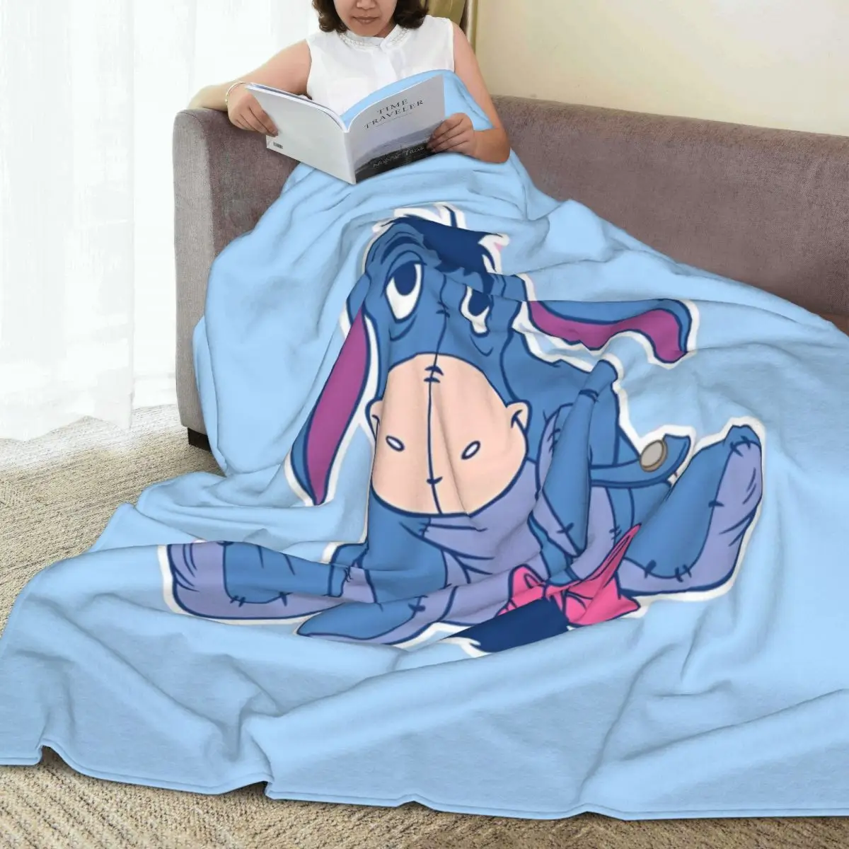 Winnie The Phho Eeyore Cute Blanket Super Warm Fluffy Plush Throw Blanket For Living Room Decorative Flannel Bedspread Bed Cover