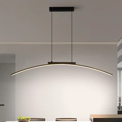 Contemporary Dining Room Pendant Light Sleek LED Arc Hanging Lamp Adjustable Brightness Energy Efficient Ideal for Kitchen Resta