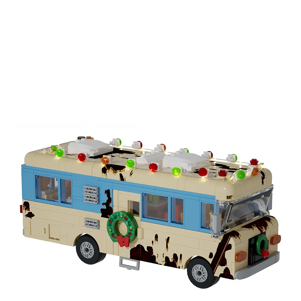 

MOC Christmas Holiday Film Eddie's RV Model Building Blocks with Lights Travel RV Camping RV Assembled Brick Toy Christmas Gift