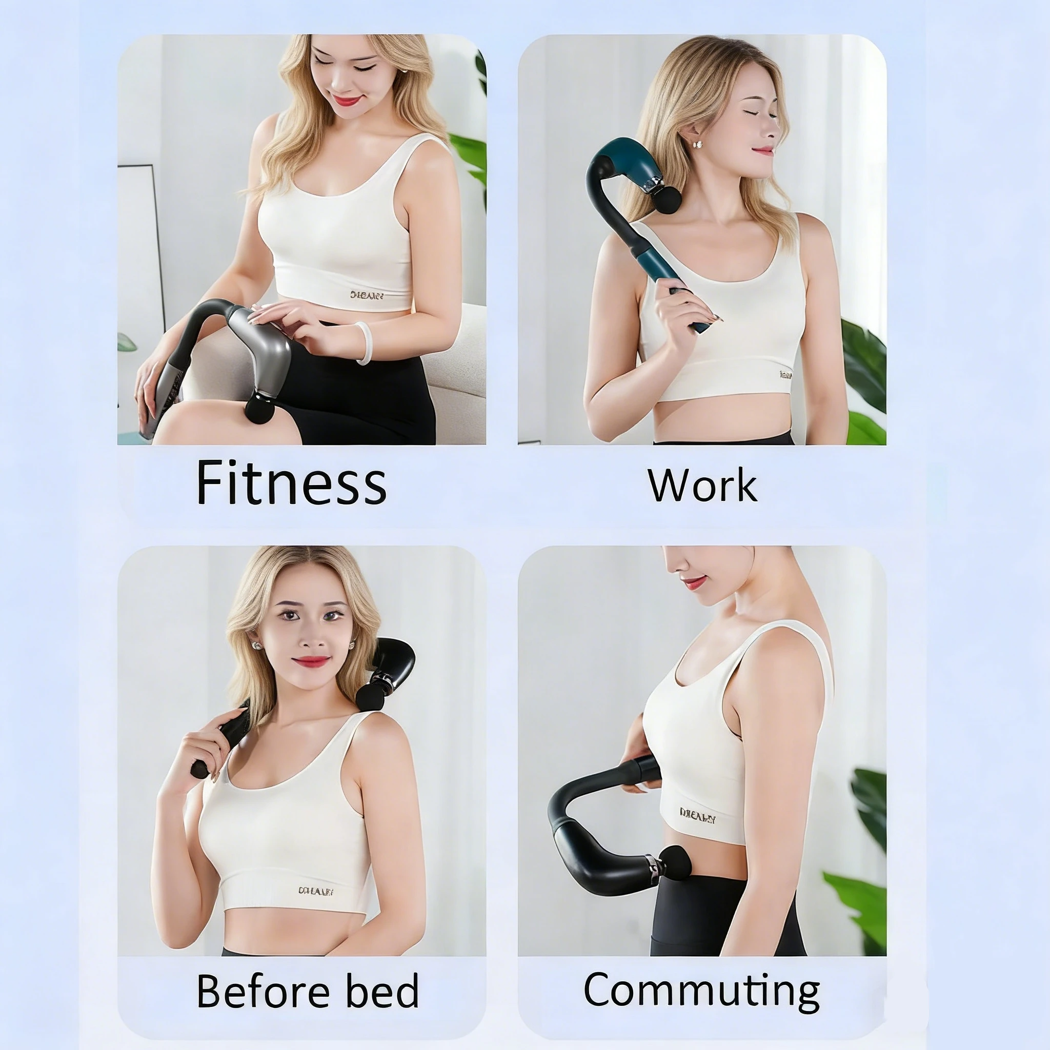 Massage Gun with Upgraded Extension Handle, U-Shaped Back Massager Body Massager for Neck,Shoulder,Leg Infinitely Adjustable