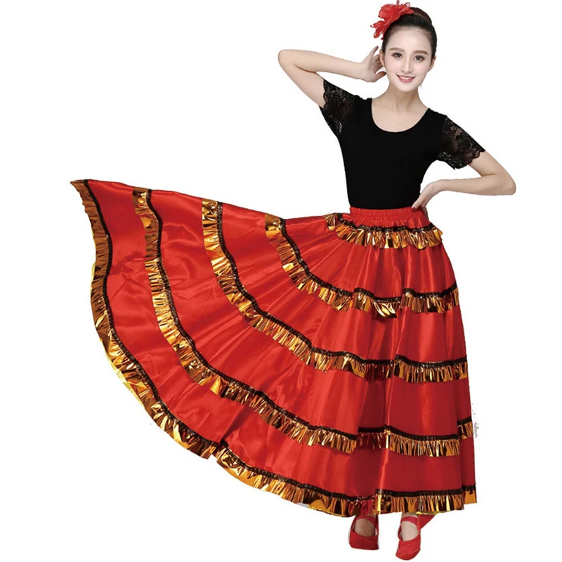 720 540 Spanish Flamenco Skirt Bullfight Dance Dress Costumes Stage Performance Party Red Skirt Women Female Clothing