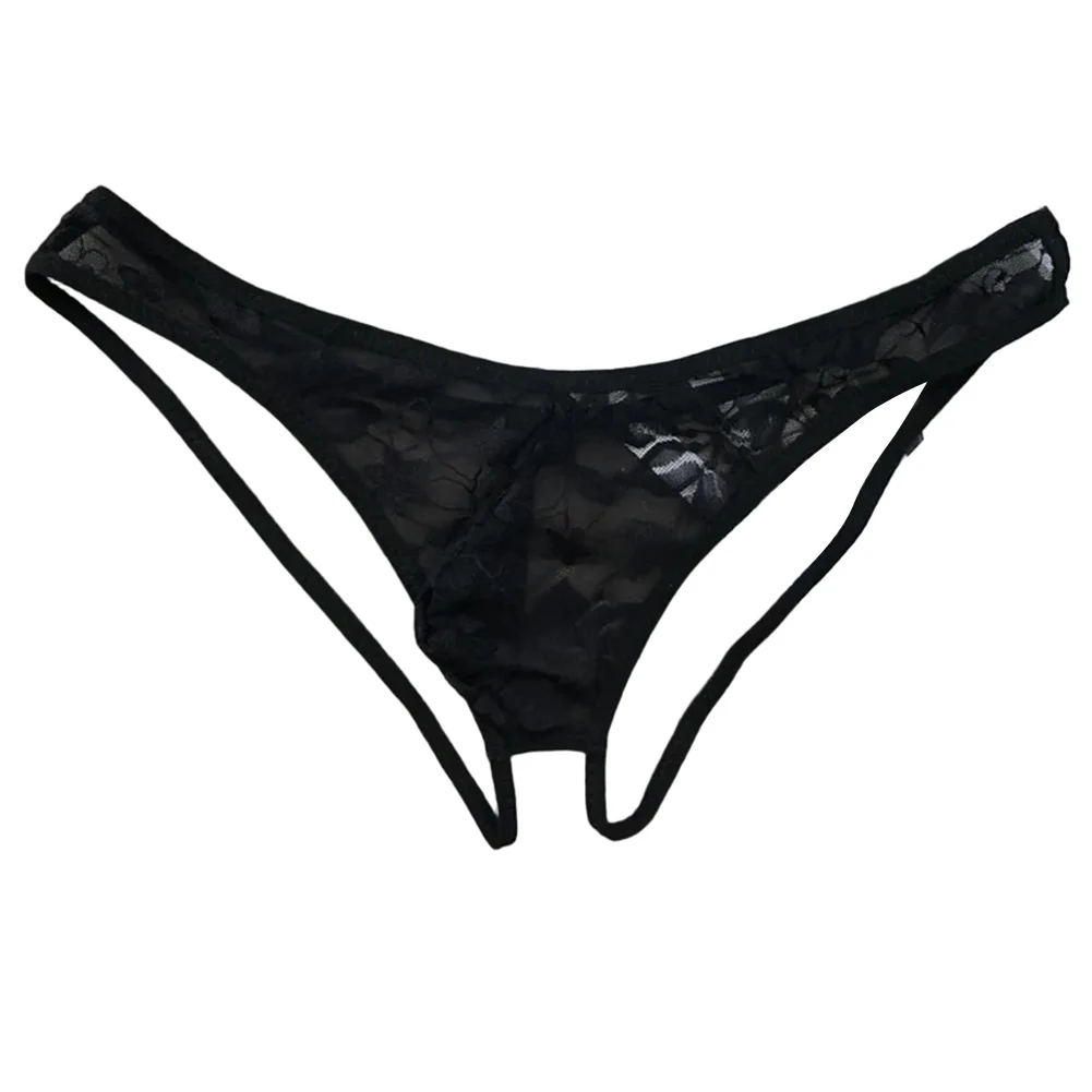 ملابس داخلية مثيرة للرجال من الدانتيل سراويل داخلية مثيرة للرجال ملابس داخلية مفتوحة المنشعب سراويل تحتية منخفضة الخصر ثونج جي سترينج #5