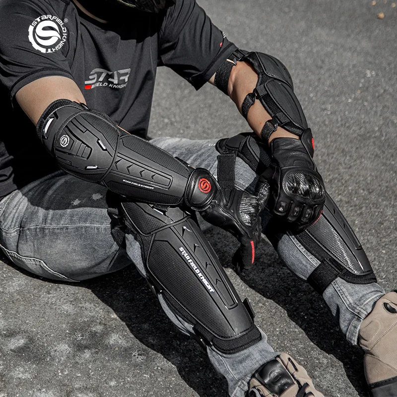 4-Piece Set of All-Season Elbow And Knee Pads for Motorcycles - Protective Gear for Riding Safety