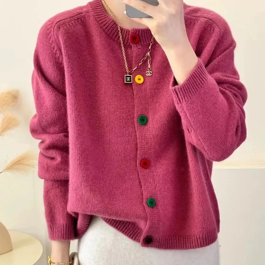 

Autumn Long Sleeve Fashion Women Cardigans Sweater Knitted Coat Short Casual Single Breasted Korean Loose Chic Ladies Tops L410