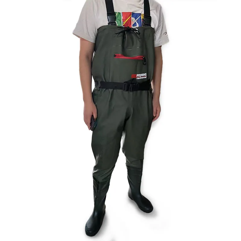 PVC Fly Fishing Chest Waders for Men With Boots Lure Women Hunting Bootfoot Waterproof With Wading Belt Adult Fish Gear Overalls