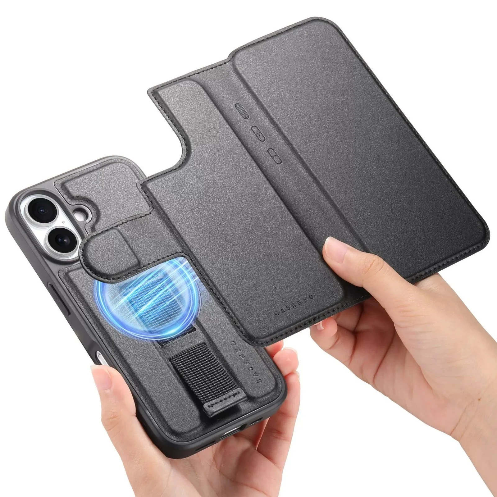 

Кожаный чехол для телефона со съемными магнитными картами 2 в 1, чехол для iPhone 15 16 17 Pro Max 14 Plus 13 12 Pro Max для Magsafe Cover