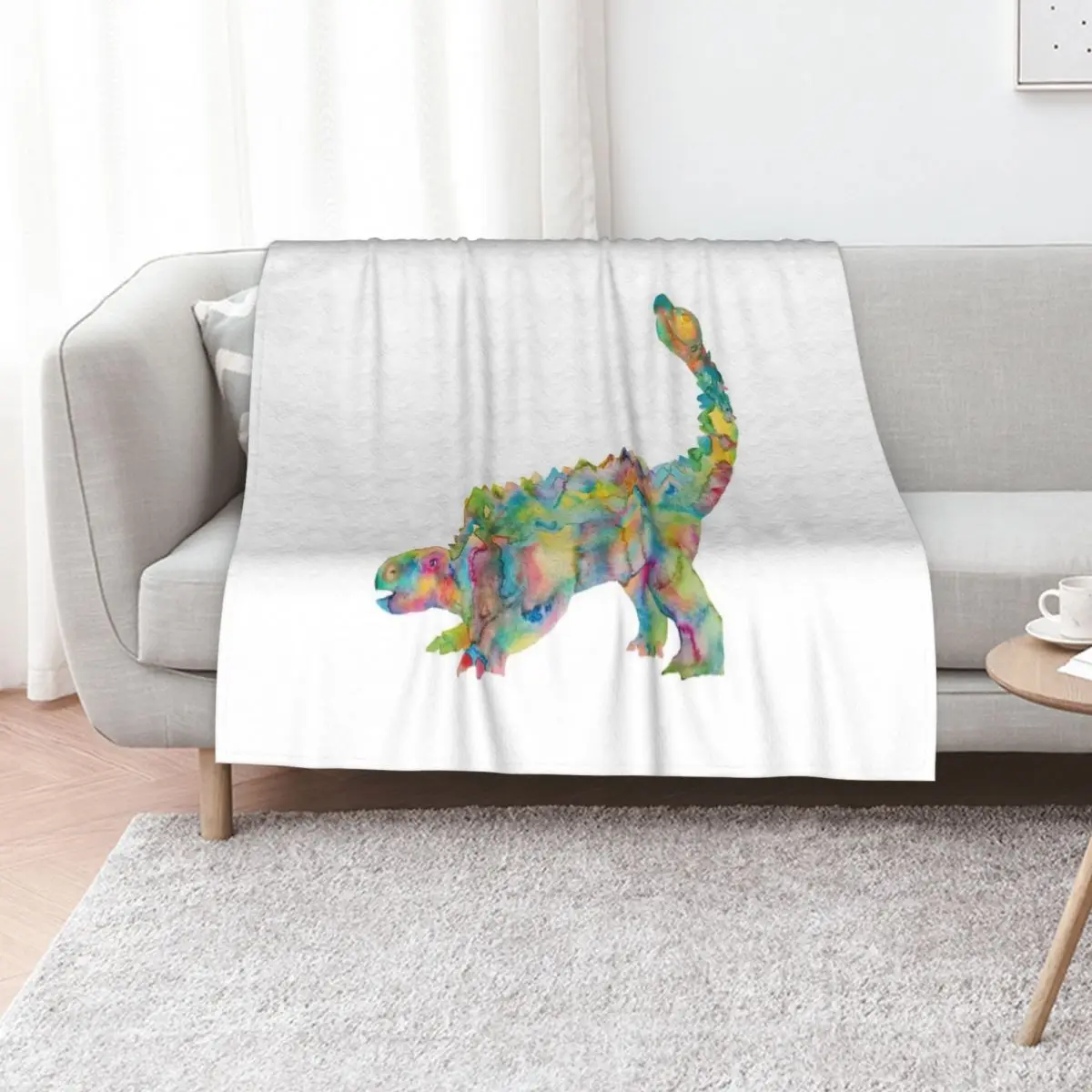 Ankylosaurus dinosaur painting watercolour Throw Blanket Quilt Soft Plaid for babies Camping Warm for winter Blankets