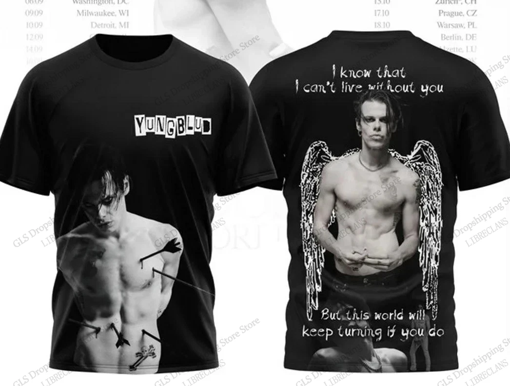 New Vintage Rock Band YungBlud World Tour 3d Print T-shirt Men Women Fashion Plus Size Tops Tee Harajuku Short Sleeve Tshirt Boy