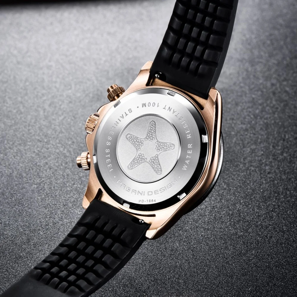 Original New PAGANI DESIGN PD-1664 / PD-1644 Japan VK63 Movt Quartz Wristwatches Sapphire Waterproof Chronograph Reloj Hombre