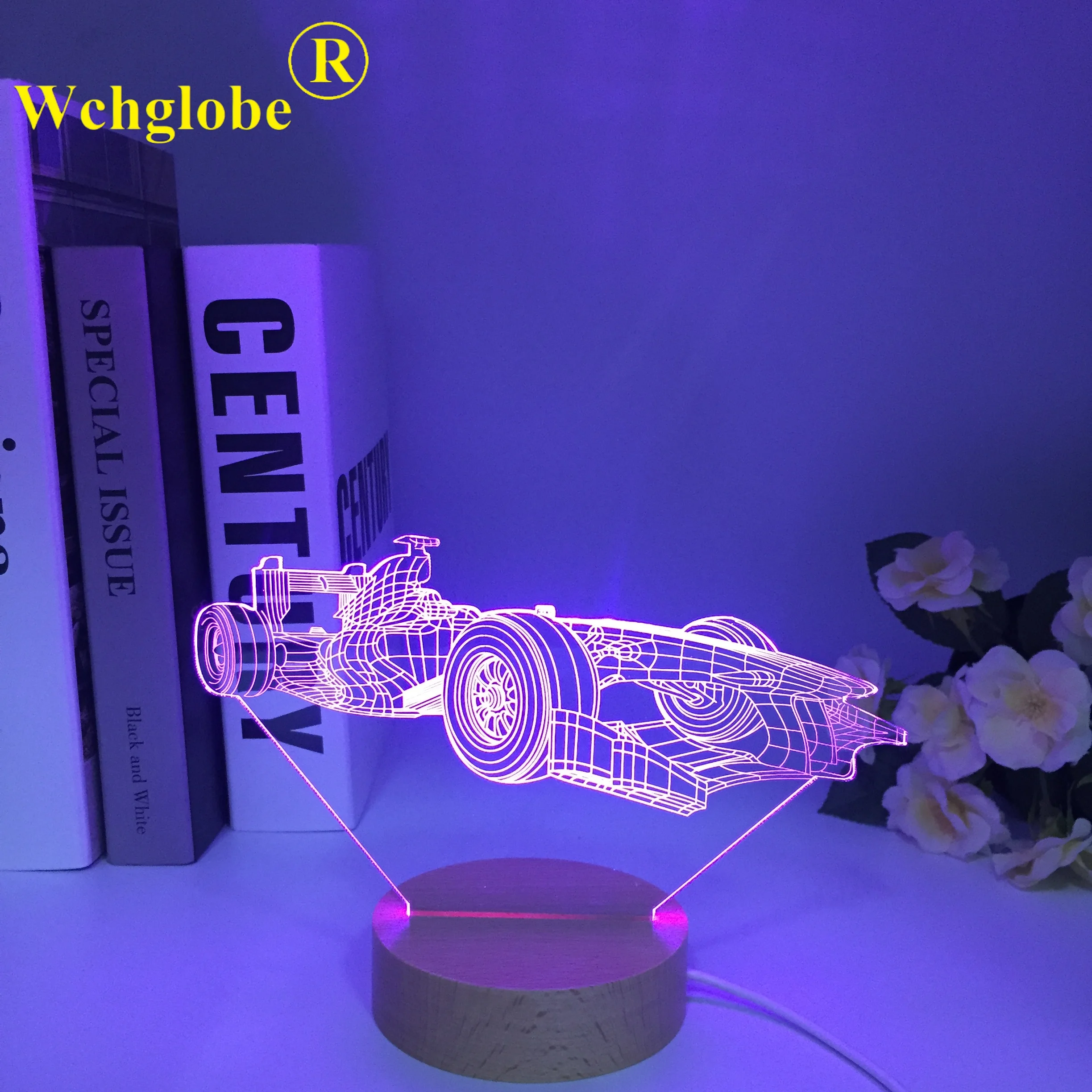 Sports Car F1 3D Illusion Lamp for Child Bedroom Decor Nightlight Color Changing Atmosphere Event Prize Led Night Light Supercar