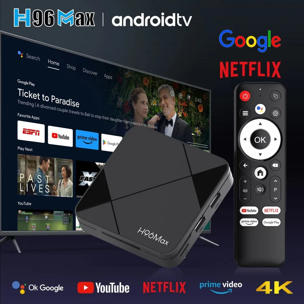 H96 MAX Smart TV Box Android 14.0 CPU RK3518 Wifi6 Google Assistant Streaming Media Player Mouse Assist Feature Voice TV BOX