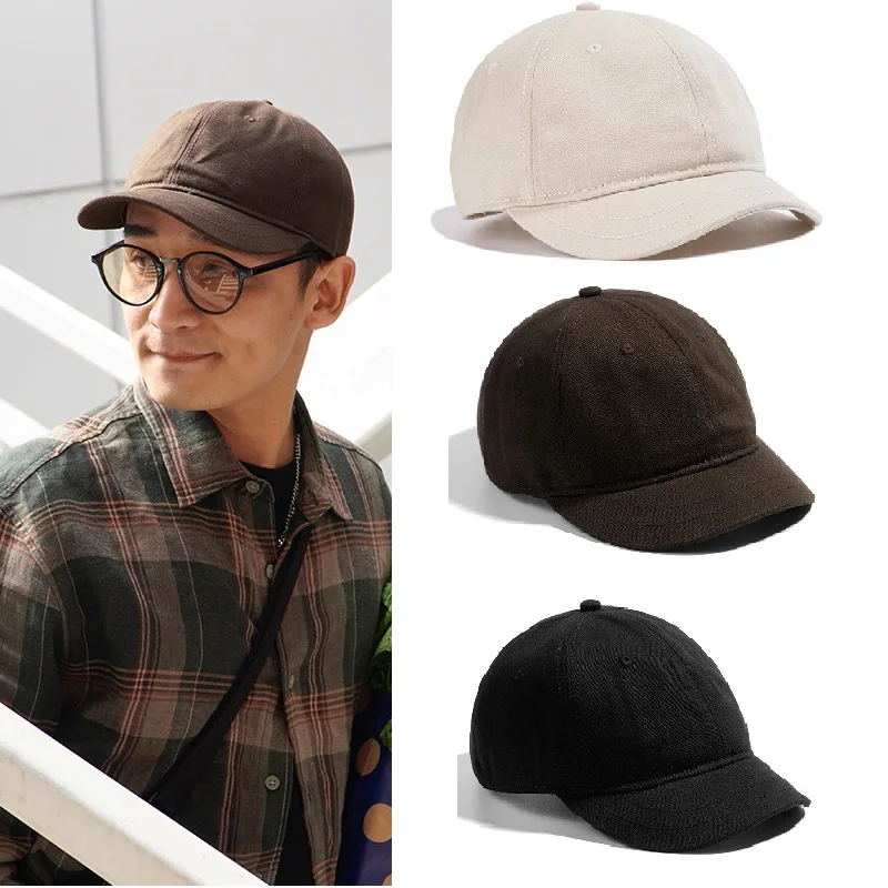 Adjustable Baseball Cap for Men and Women, Short Brim, 100% Cotton, Daily Sports, Large Hats, K-pop