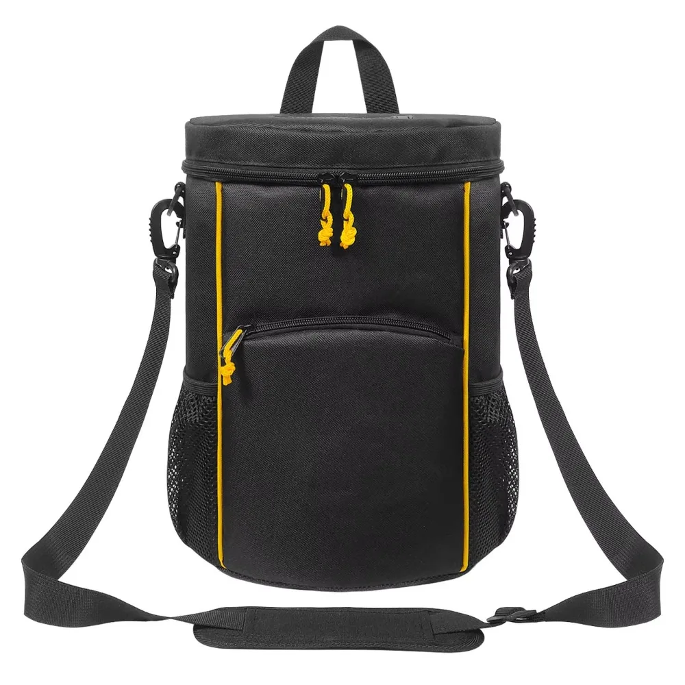 

Large Capacity Tennis Storage Bag Shoulder Strap Two Way Zippers Tennis Carry Backpack Waterproof Black Tennis Balls Holder Bag