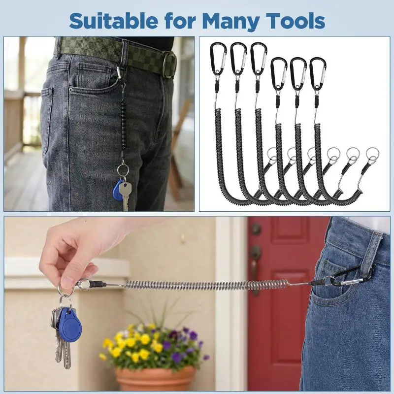 Retractable Safety Lanyards Anti Theft Spring Phone Straps with Tether Tabs Quick Release Buckle Lanyard Safe Tool