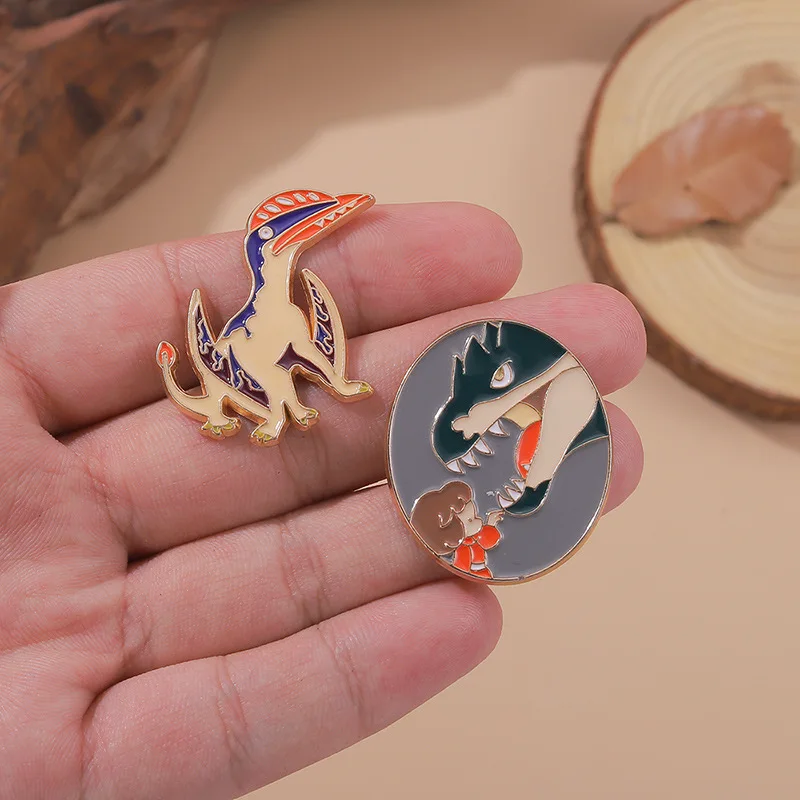 Ancient Dinosaur Enamel Pins Cartoon Retro Lapel Badges Clothes Backpack Decorative Brooches Pin Jewelry for Kids Gift Wholesale