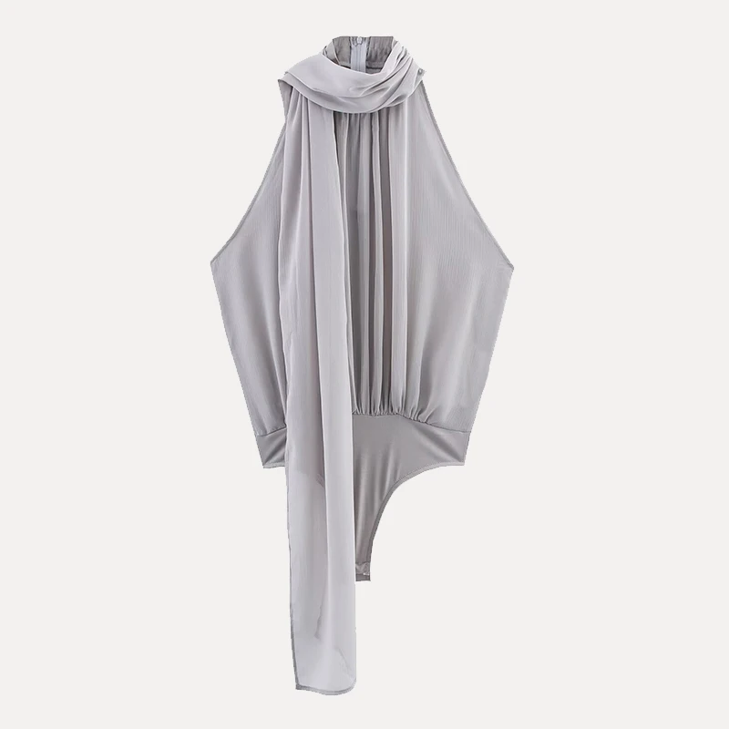 

Z женский комбинезон с тонкой вуалью, украшенный узлом, широкие брюки с высокой талией, уличные брюки, лето 2025 г.