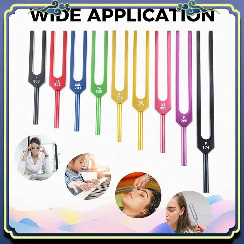 

A56P-Tuning Fork Set, 9 PCS Color Tuning Forks For Healing Chakra,Sound Therapy,Keep Body,Mind And Spirit In Perfect Harmony