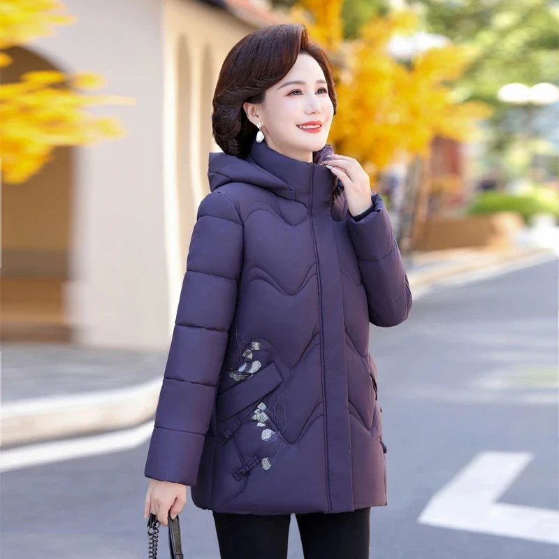 

2025 New Autumn Jackets Thick Warm Winter Down Cotton Padded Jackets Loose Women's Parka Hooded Stand Collar Long Sleeve Outwear