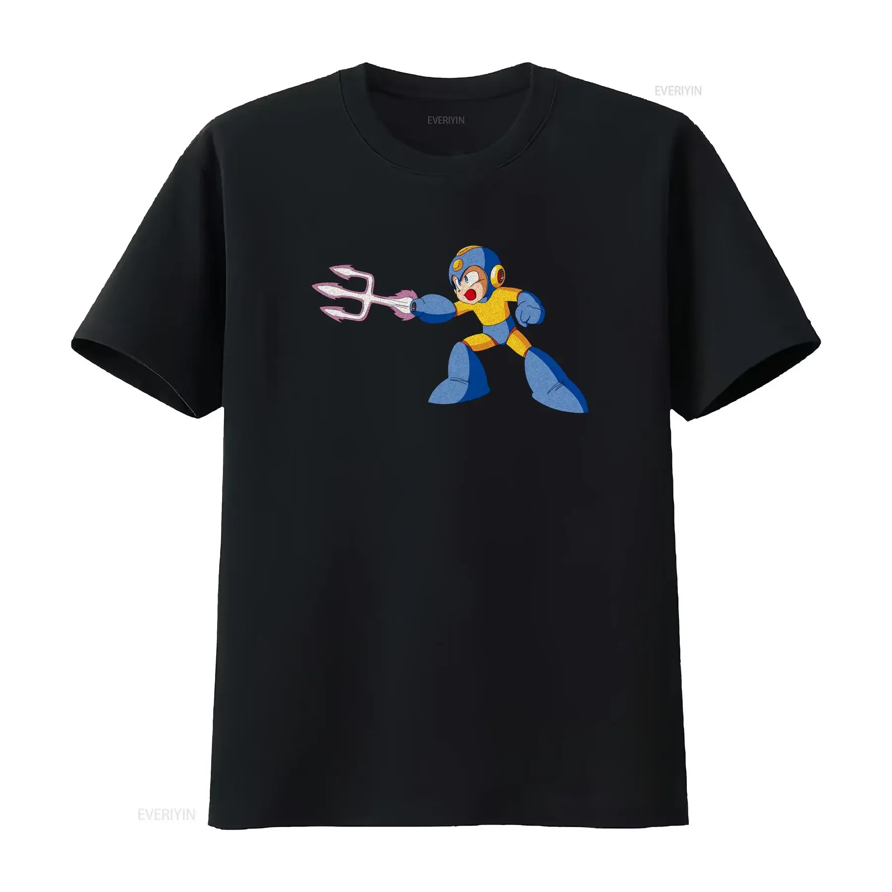 Laser Trident Mega Boy Rockman Premium T shirt Classic Game s vintage Washed Unisex designer clothes Slightly Casual