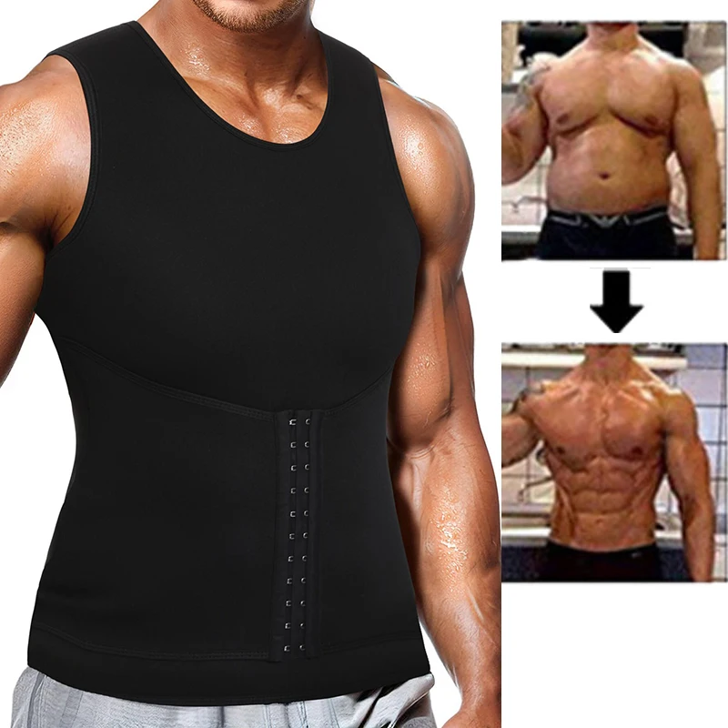 Men Reductive Girdle Body Shaper Sauna Vest Tummy Control Shirt Sweat Corset Slimming Belly Fat Burner Chest Compression Binder