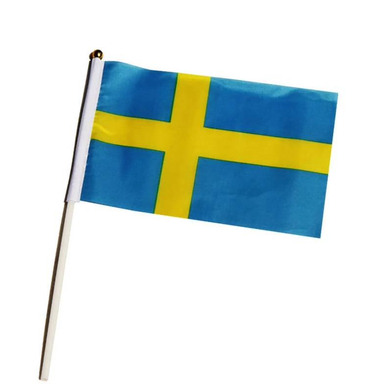 14*21cm Schweden Handflagge, schwedische nationale handgehaltene winken kleine Flagge Welt europäische Länder Dekor Geschenke, 50/100 Stück