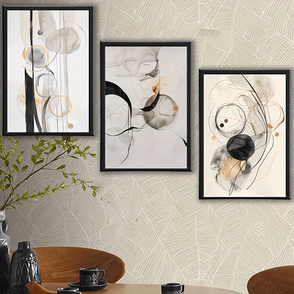 

3 шт. современный элегантный набор на холсте в стиле ар-деко | Абстрактные акварельные принты, настенный декор для помещения