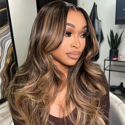 13x4 13x6 HD Lace Front Wig for Women Body Wave Remy Human Hair P4/27 Piano Ombre Blonde Brown Highlight Glueless Human Hair