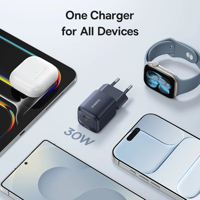 Baseus 30W GaN USB-C Fast Charger with PD3.0 and QC3.0