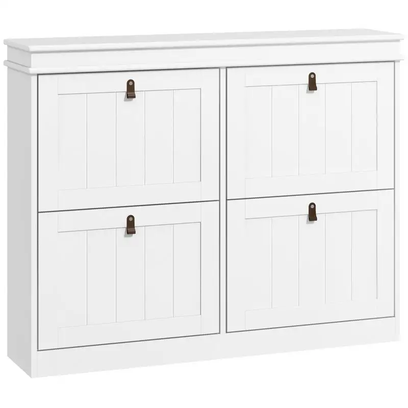Meuble à chaussures 20 paires, armoire à chaussures, 4 tiroirs, étagères réglables, 105x24x82.5cm, blanc