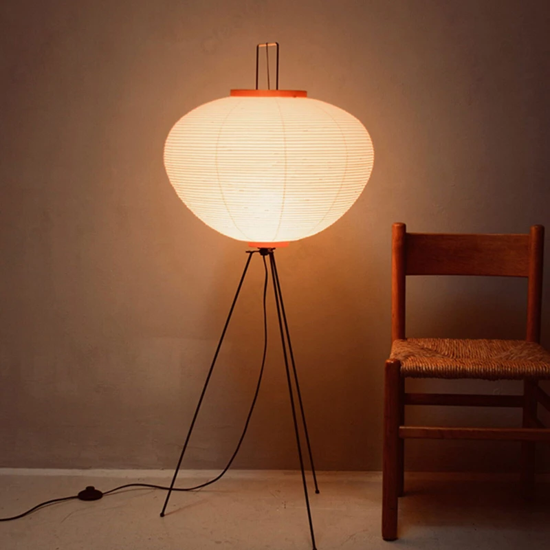 

Vintage LED Atmosphere Floor To Ceiling Rice Paper Lamp Villa Living Room Bedroom Study Art Decoration Lighting Fixtures