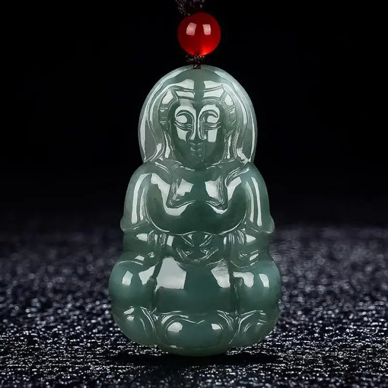 Genuine Myanmar Grade A Jadeite Burma Jade Guanyin Buddha Pendant Necklace Men Women Healing Gemstone Fine Jewelry Lucky Amulets